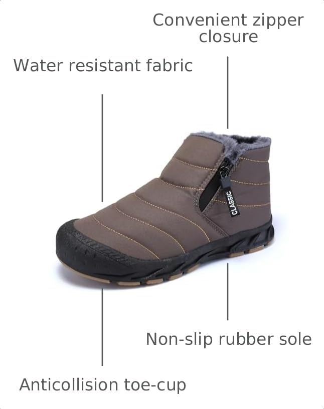 Jakcuz Women Snow Boots Water-resistant Side Zipper