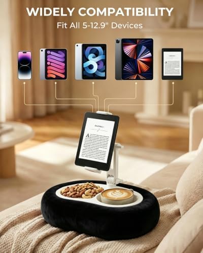 Miledi Tablet Pillow Stand for Bed with 360° Rotating Holder, Black