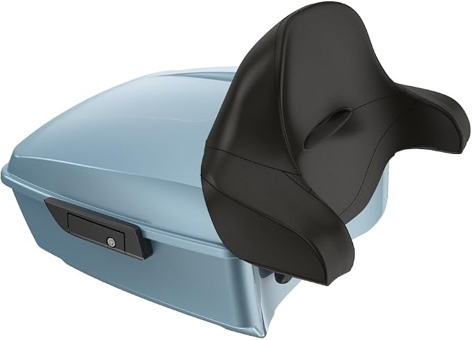 Advanblack Road Glide Tour Trunk Pack Sharkskin Blue King Tour Trunk Pack Luggage +Wrap-Around Backrest Pad for '97-'25 Harley Touring Road King Street Glide Electra Glide CVO models