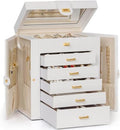 AKOZLIN 6-Tier Jewelry Box Organizer 5 Drawers Storage Medium White