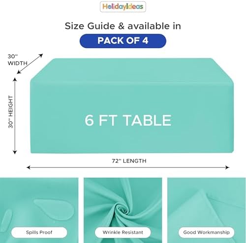 HolidayIdeas 4-Pack 6ft Aqua Rectangle Craft Shows Fitted Tablecloth