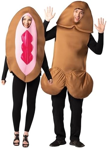 Rasta Imposta Funny Novelty Gag Halloween Costumes, Brown Peni and Vagina Couple Costume, Men and Women, Adult One Size