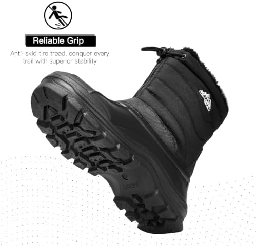 Kricely Mens Winter Boots Waterproof Snow Boots Slip On with Front Zipper