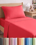 Twin XL Size 3 Piece Sheet Set - Comfy Breathable & Cooling Sheets - Red