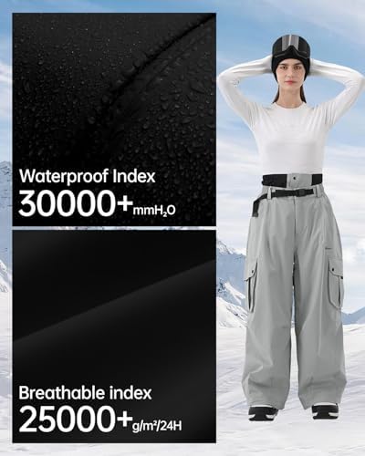 Mens Womens Snowbaord Pants 3L Baggy Snow Ski Pants