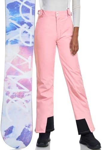 Women's Snow Ski Pants Insulated Winter Warm Outdoor Waterproof Snowboard Pants Bibs Detachable Suspender