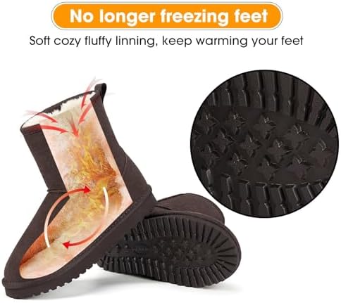 Mishansha Suede Winter Snow Boots for Women Warm Faux Fur Lined Waterproof