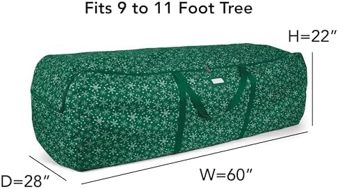 Covermates Christmas Tree Storage Bag, Fits 9-11 ft Trees, Green Snowflake