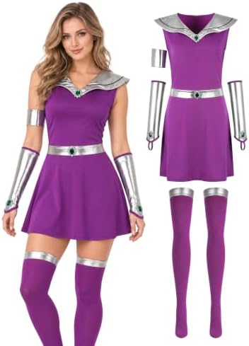 Women's Halloween Purple Hero Costume Set