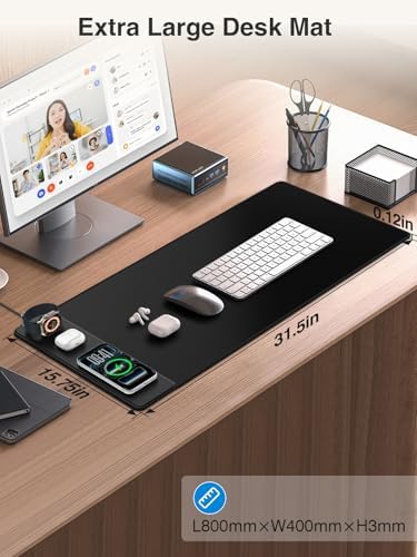 Magnetic Wireless Charging Mouse Pad, 31.5"x15.8" Large Desk Mat
