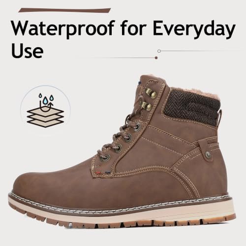 ANALEAF Mens Snow Boots Warm Winter Boots Non Slip Outdoor Fur Lined Shoes