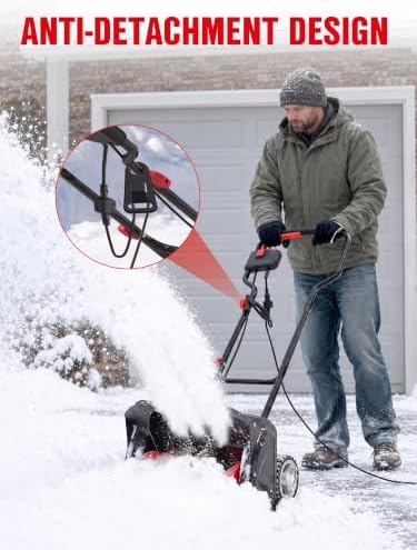 EWORK 12-Amp 17-Inch Corded Electric Snow Shovel with Wheels
