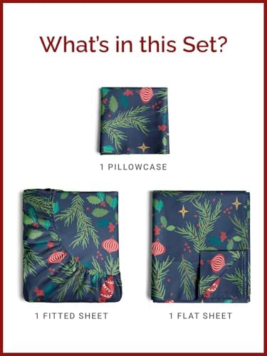 Christmas Sheet Set, Christmas Garland, Holiday Xmas Bedding Set - Twin