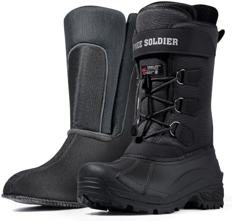 FREE SOLDIER Men's Waterproof Winter Removable Liner Insulated Outdoor Tactical Snow Boots