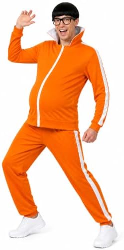 Adult Halloween Costume 2026 Men, Funny Orange Tracksuit Jumpsuit Outfit