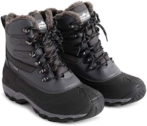 POLAR Mens Waterproof Outsole Deep Tread Fully Faux Fur Lined Winter Durable Snow Boots