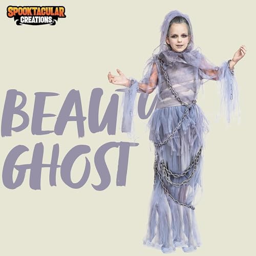 Spooktacular Creations Halloween Haunting Beauty Ghost Girl Costume, Scary Ghost Dress Midnight Costume for Halloween