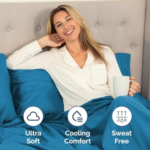 Short Queen Size 4 Piece Bed Sheet Set - RV Short Queen Sheets - Denim Blue