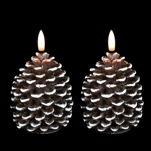 Wondise Pine Cone Flameless Candles with 6H Timer