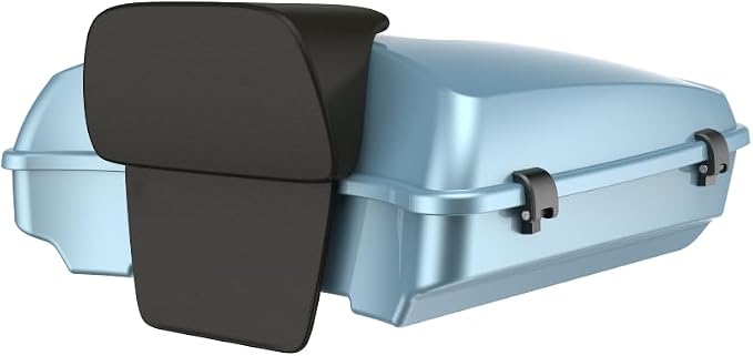 Advanblack 2024 Road Glide Razor Tour Trunk Pack Compatible with Road King FLHR Street Glide FLHX Road Electra Glide 2014-2025 Mounting Rack, Backrest & Stitching Liners (Sharkskin Blue)