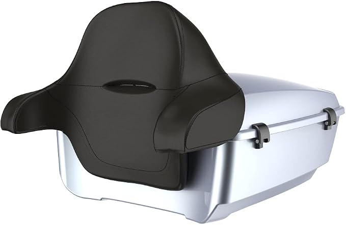 Advanblack Road Glide Tour Trunk Pack Brilliant Silver King Tour Trunk Pack Luggage +Wrap-Around Backrest Pad for '97-'25 Harley Touring Road King Street Glide Electra Glide CVO models