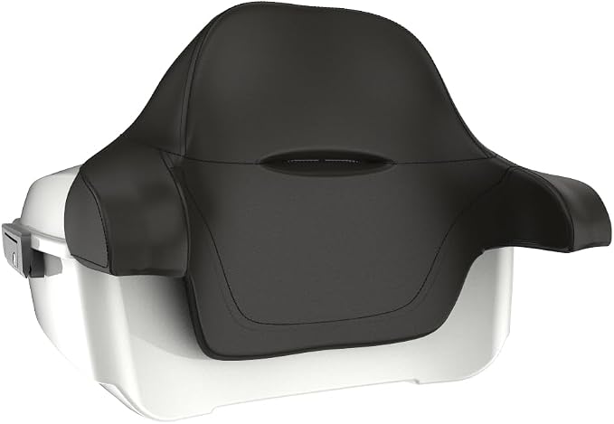 Advanblack Road Glide Tour Trunk Pack Stone Washed White Pearl King Tour Trunk Pack Luggage +Wrap-Around Backrest Pad for '97-'25 Harley Touring Road King Street Glide Electra Glide CVO models