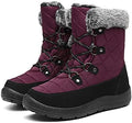 JSWEI Winter Boots for Women - Soft Comfortable Faux Fur Mid Calf Winter Snow Boots Totes Boots Lace up Snow Boots Winter Boots with Insulated Black for Outdoor