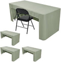 HolidayIdeas 4-Pack 6ft Open Back Fitted Tablecloths for Craft Shows Sage Green