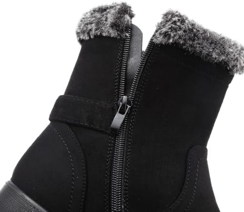 Womens Snow Boots Leather Winter Warm Boots Platform Ankle Booties