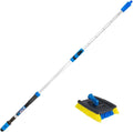 Unger Professional Lock-On Wood & Composite Deck Brush with EZ Extend Pro Telescopic Pole for Outdoor Decks with Durable Dual-Bristle, Swivel Deck Cleaning Brush, Adjustable 5 FT Pole Extends Reach
