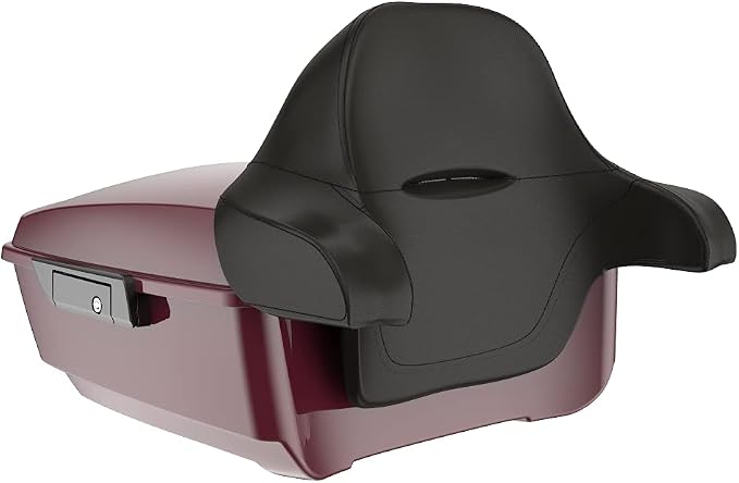Advanblack Road Glide Tour Trunk Pack Crimson Red Sunglo King Tour Trunk Pack Luggage +Wrap-Around Backrest Pad for '97-'25 Harley Touring Road King Street Glide Electra Glide CVO Models