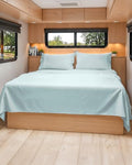 Short Queen Size 4 Piece Bed Sheet Set - RV Short Queen Sheets - Ice Blue