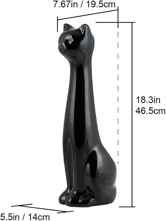 Allure Home Creation Cat 3-Piece Black Ceramic Toilet Brush Holder with White Plastic Brush and Soap Dispenser Set-Black