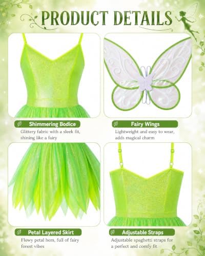 Green Fairy Costume Set for Women Halloween Party Cosplay
