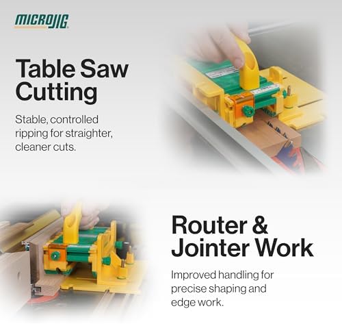 MICROJIG GRR-RIPPER Table Saw Push Block for Precision Cutting, Woodworking Safety Tool with Enhanced Grip Control, Router and Jointer Compatible, GR-200AIR