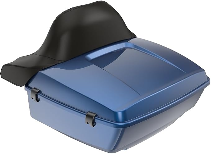 Advanblack Road Glide Tour Trunk Pack Dark Blue Pearl King Tour Trunk Pack Luggage +Wrap-Around Backrest Pad for '97-'25 Harley Touring Road King Street Glide Electra Glide CVO Models
