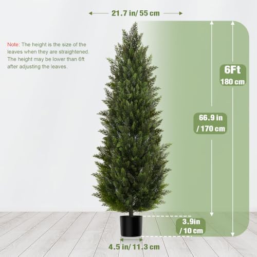 Vitalismo 6FT Artificial Cedar Trees Set of 2 for Outdoor Front Porch