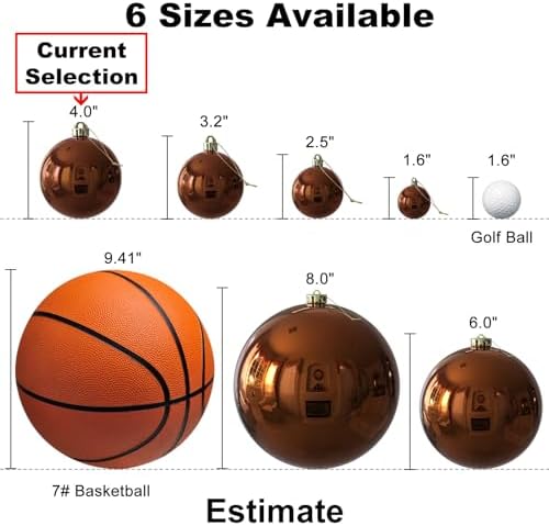 Bronze 4.0" Large Christmas Balls - Christmas Tree Decoration Ornaments Shatterproof Hanging Balls for Birthday Halloween Holiday Wedding Decorations Set of 4pcs