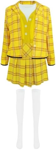 EDAUWAE Women's Halloween 90s Schoolgirls Costume Dresses Plaid Blazer Skirt Uniform Cosplay Deluxe Costumes Skirt