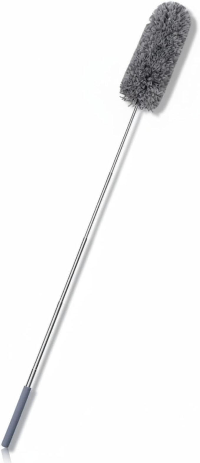 Tanlade 1 Pcs Microfiber Feather Duster for Cleaning 13-31 Inch Extendable Cobweb Dusters Ceiling Fan Duster Washable Bendable Tool for Office Car Window Furniture (Gray)