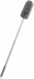 Tanlade 1 Pcs Microfiber Feather Duster for Cleaning 13-31 Inch Extendable Cobweb Dusters Ceiling Fan Duster Washable Bendable Tool for Office Car Window Furniture (Gray)