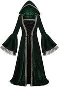 Colorful House Women Hooded Medieval Renaissance Dress Halloween for Adult