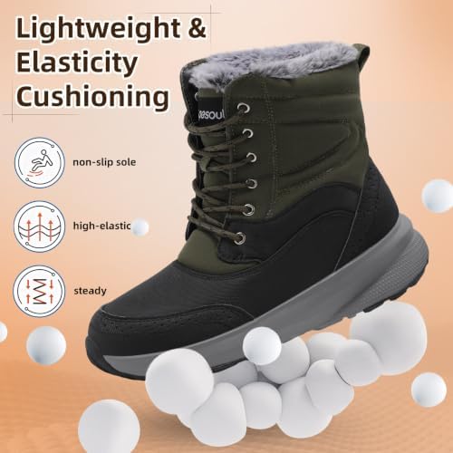 Spesoul Snow Boots for Men Winter Boots Warm Wide Waterproof Lightweight