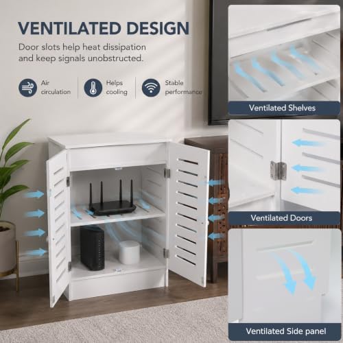 Large WiFi Router Storage Cabinet, Stable Floor Standing Hider