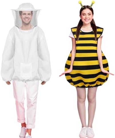 Hercicy Halloween Bee & Beekeeper Couple Costume with Headpiece