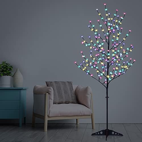 Lightshare Cherry Blossom Tree 6FT 208 LED Lighted Tree Multicolor with Remote Contrl for Decoration Inside and Outside, Home Patio Wedding Festival Christmas Decor