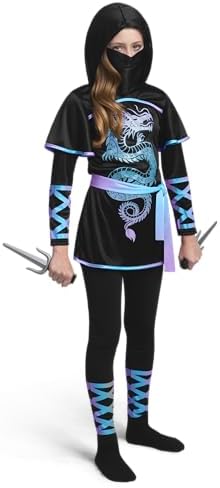 Spooktacular Creations Black and Red Ultimate Ninja Dragon Costume Set for kids, Girls, Halloween Dress Up