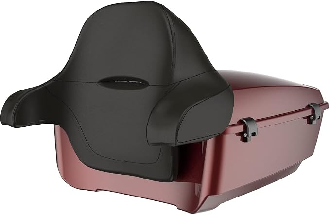 Advanblack Road Glide Tour Trunk Pack Stiletto Red King Tour Trunk Pack Luggage +Wrap-Around Backrest Pad for '97-'25 Harley Touring Road King Street Glide Electra Glide CVO models