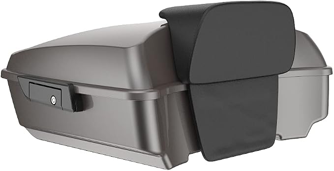 Advanblack Road Glide Tour Trunk Pack Billet Silver Chopped Tour Trunk Pack Backrest Pad for '97-'25 Harley Touring Road King Street Glide Electra Glide CVO models