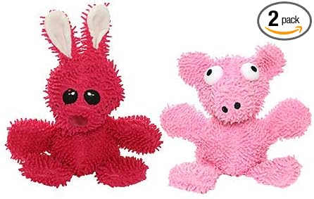 MIGHTY® Medium Microfiber Balls: 2 Pack Pig Rabbit Dog Toys | Ultra Durable Plush Toy with Multiple Layers & Reinforced Seams , Washable and Floats , Mighty® Construction